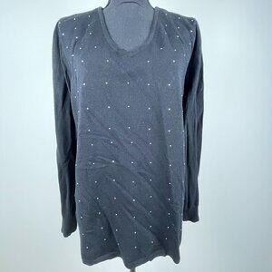 Jaclyn Smith Collection Black Rhinestone Sweater Size XXL